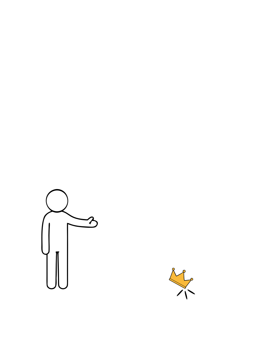 A person opens a hand and lets their small crown fall to the ground.